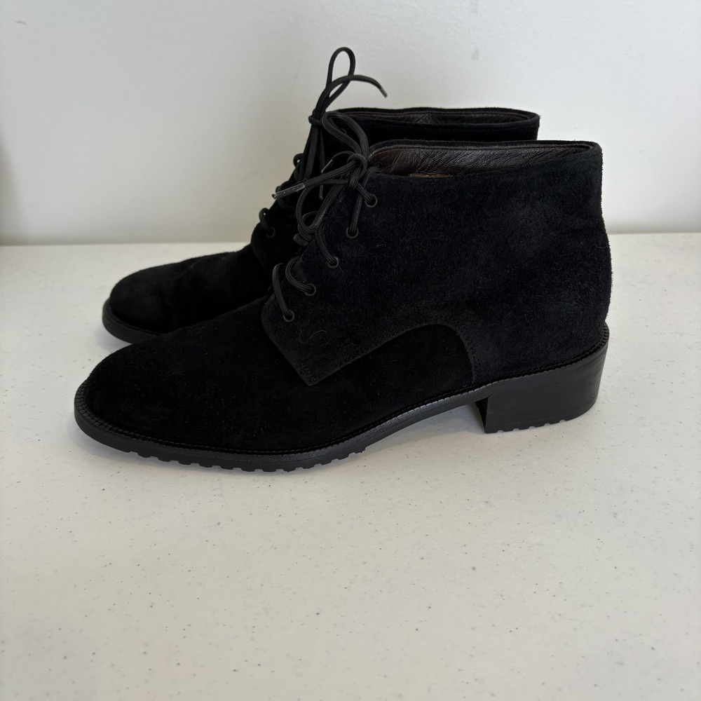 Bally Boots Womens 6 N Black Suede Fleece Lined Chukka Ankle Lace Up Luxury‎